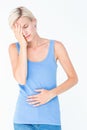 Pretty woman with stomach pain Royalty Free Stock Photo