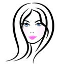 Pretty woman stylized silhouette logo Royalty Free Stock Photo
