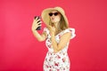 Pretty woman taking selfie photo by smartphone Royalty Free Stock Photo