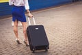 Pretty woman at the train station Royalty Free Stock Photo