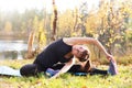 Pretty woman yoga Parivrtta Janu Sirsasana Head to Knee pos