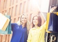 Pretty women with shopping bags outdoors Royalty Free Stock Photo