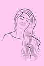 Pretty Yong Girl Outline Vector Artwork Logo Icon