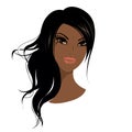 Pretty young african american woman, Vector illustration. Royalty Free Stock Photo