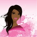 Pretty young african american woman, Vector illustration. Royalty Free Stock Photo