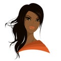 Pretty young african american woman, Vector illustration. Royalty Free Stock Photo