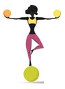 African woman does exercises with balls illustration Royalty Free Stock Photo