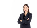 A pretty young Asian business woman in black suit Royalty Free Stock Photo