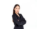 A pretty young Asian business woman in black suit Royalty Free Stock Photo