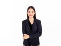 A pretty young Asian business woman in black suit Royalty Free Stock Photo