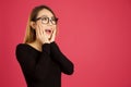 Pretty young asian woman in the studio looking shocked Royalty Free Stock Photo