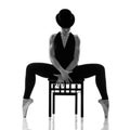 Pretty young ballerina sitting on the chair. Isolated