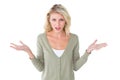 Pretty young blonde looking confused Royalty Free Stock Photo