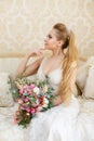 Pretty young Bride`s wedding morning Royalty Free Stock Photo