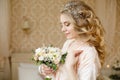 Pretty young Bride`s wedding morning Royalty Free Stock Photo