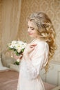 Pretty young Bride`s wedding morning Royalty Free Stock Photo