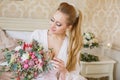 Pretty young Bride`s wedding morning Royalty Free Stock Photo