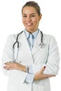 Pretty young female doctor on the white background Royalty Free Stock Photo