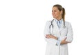 Pretty young female doctor on the white background Royalty Free Stock Photo