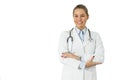 Pretty young female doctor on the white background Royalty Free Stock Photo