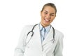 Pretty young female doctor on the white background Royalty Free Stock Photo