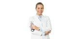 Pretty young female doctor on the white background Royalty Free Stock Photo