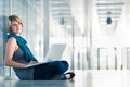 Pretty young female student on college/university campus Royalty Free Stock Photo