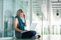 Pretty young female student on college/university campus Royalty Free Stock Photo