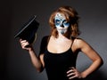 Pretty young female in sugar skull make up Royalty Free Stock Photo