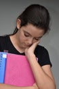 Unhappy Young Colombian Female Student Royalty Free Stock Photo