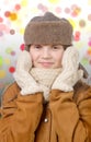 Pretty young girl with fur hat, russian chapka style Royalty Free Stock Photo