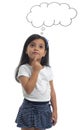 A Pretty Young Girl with Idea Pointing Up To Blank Cloud Royalty Free Stock Photo