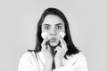 Pretty young girl with daily morning skincare procedures, cleansing face skin with natural lotion tonic using cotton Royalty Free Stock Photo