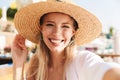 Pretty young girl in summer hat Royalty Free Stock Photo