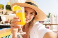Pretty young girl in summer hat Royalty Free Stock Photo