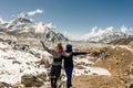 Pretty young girls tourist in Mountains Nepal