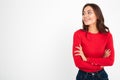 Pretty young happy woman standing with arms crossed Royalty Free Stock Photo