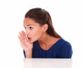 Pretty young lady whispering a secret Royalty Free Stock Photo