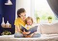 Mother reading a book