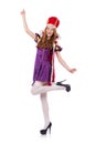 Pretty young queen in purple dress isolated on Royalty Free Stock Photo