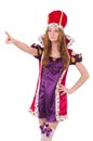 The pretty young queen in purple dress isolated on Royalty Free Stock Photo