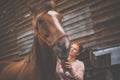 Pretty, young, redhead woman with her lovely horse Royalty Free Stock Photo