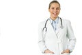 Pretty young female doctor on the white background Royalty Free Stock Photo