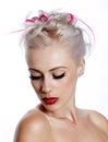 Pretty Young Woman with Blond and Pink Hair Royalty Free Stock Photo