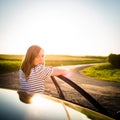 Pretty, young woman driving  car Royalty Free Stock Photo