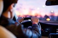 Pretty, young woman driving her modern car Royalty Free Stock Photo