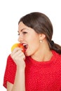 Pretty young woman eating apple Royalty Free Stock Photo