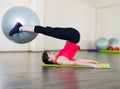 Young woman fitness workout in gym with fitball Royalty Free Stock Photo