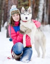Pretty young woman with her pet dog Royalty Free Stock Photo