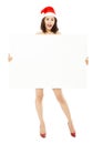 Pretty young woman holding a empty white board. Royalty Free Stock Photo